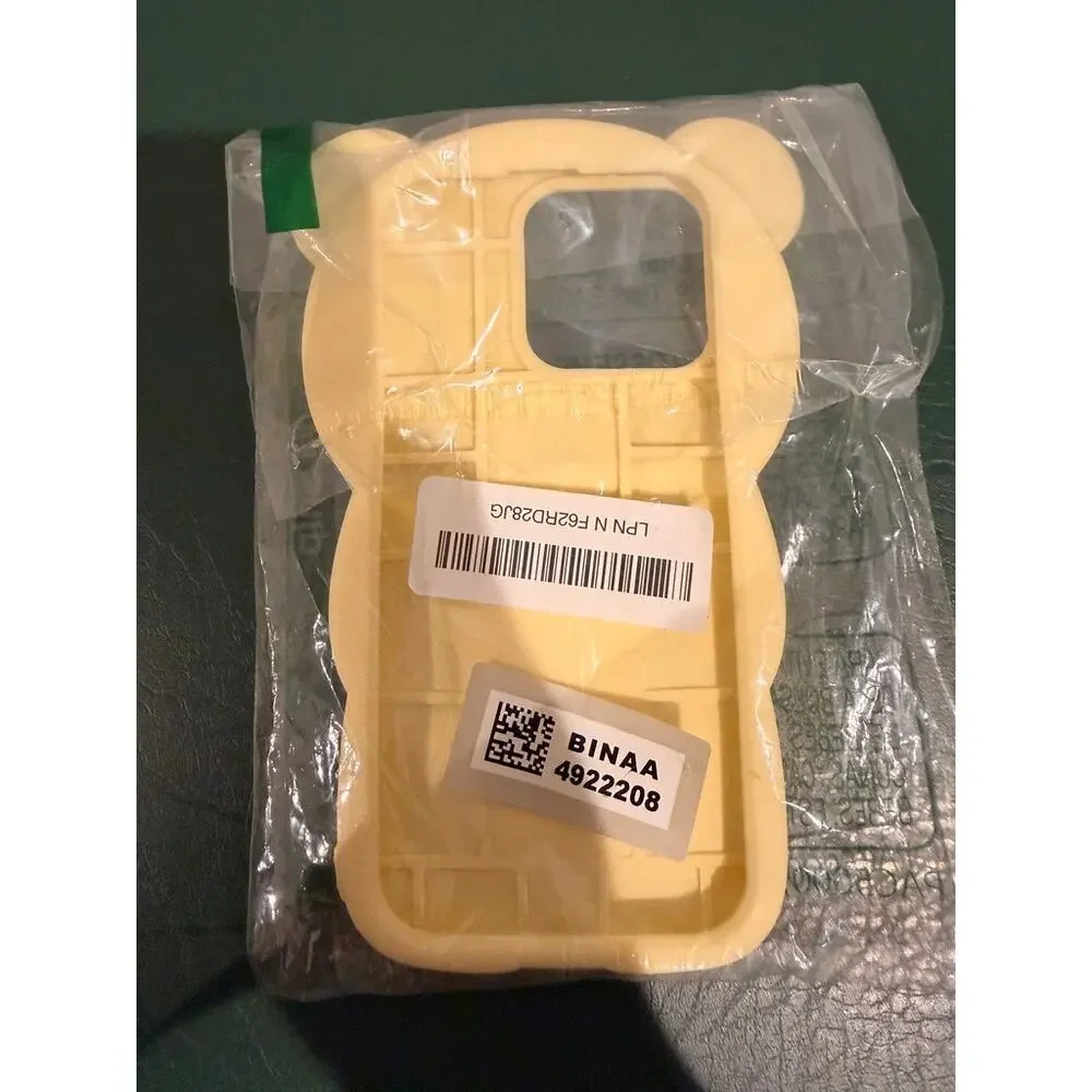 New IAIYOXI Soft Silicone Bear Case iPhone 15 Pro Max Cute 3D Cartoon Yellow